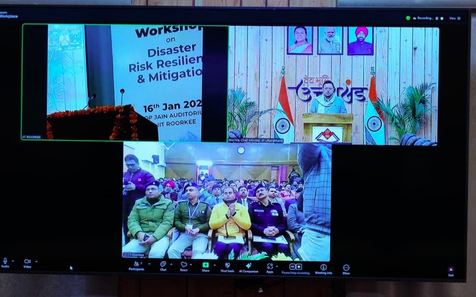मुख्यमंत्री धामी ने आईआईटी रुड़की में आपदा जोखिम न्यूनीकरण एवं सहनशीलता विषय पर एक दिवसीय कार्यशाला को वर्चुअल माध्यम से किया संबोधित 