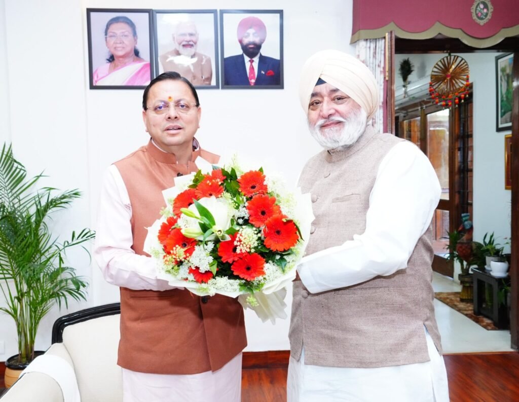मुख्यमंत्री धामी से गुरुद्वारा हेमकुंड साहिब प्रबंधन ट्रस्ट के अध्यक्ष नरेंद्र जीत सिंह बिंद्रा ने की शिष्टाचार भेंट